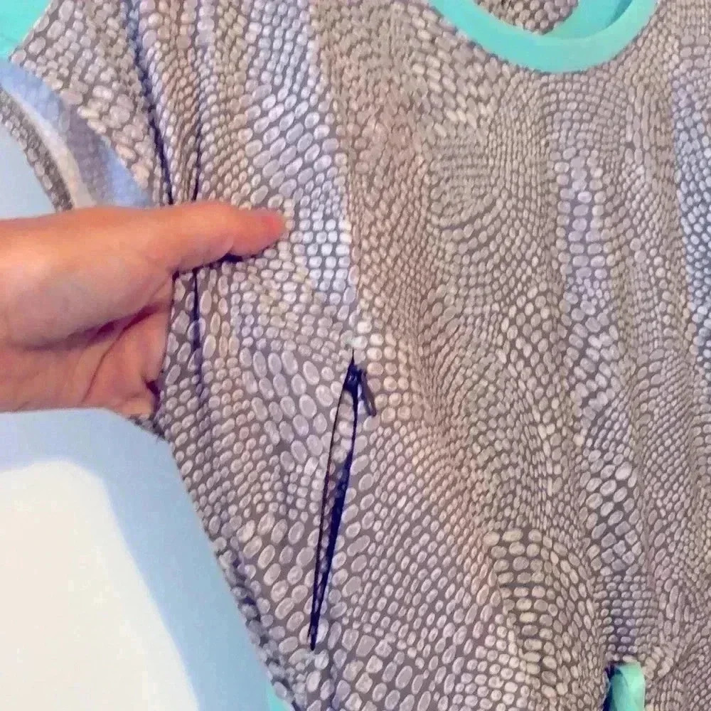 TITLE NINE Nimblene Grey Aqua Athleisure Shirt Dress - Picture 7 of 7